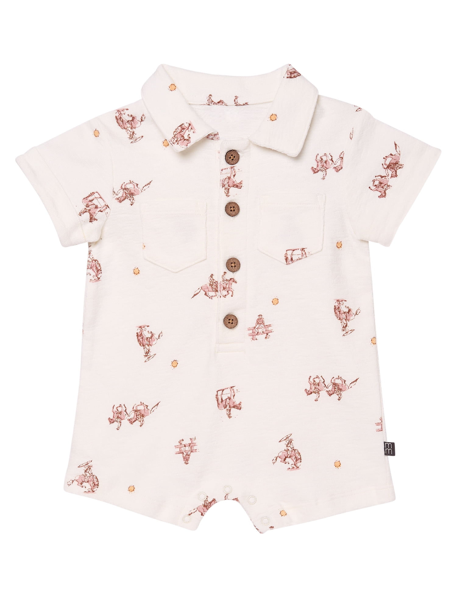 Modern Moments by Gerber Baby Boy Slouch Henley Romper, Sizes 0/3 Months - 24 Months