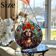 thumbnail image 3 of Skull Woman and Red Rose Stained Glass Suncatcher Window Hangings Colored Handmade Glass Suncatcher Crafts Kits for Indoor Garden Christmas Decoration 16x16cm(7), 3 of 7
