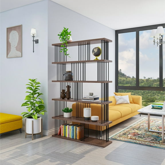 DAVEE Modern & Contemporary Antique Wood 5-tier Bookcase - 72.64*47.24*11.81 inches