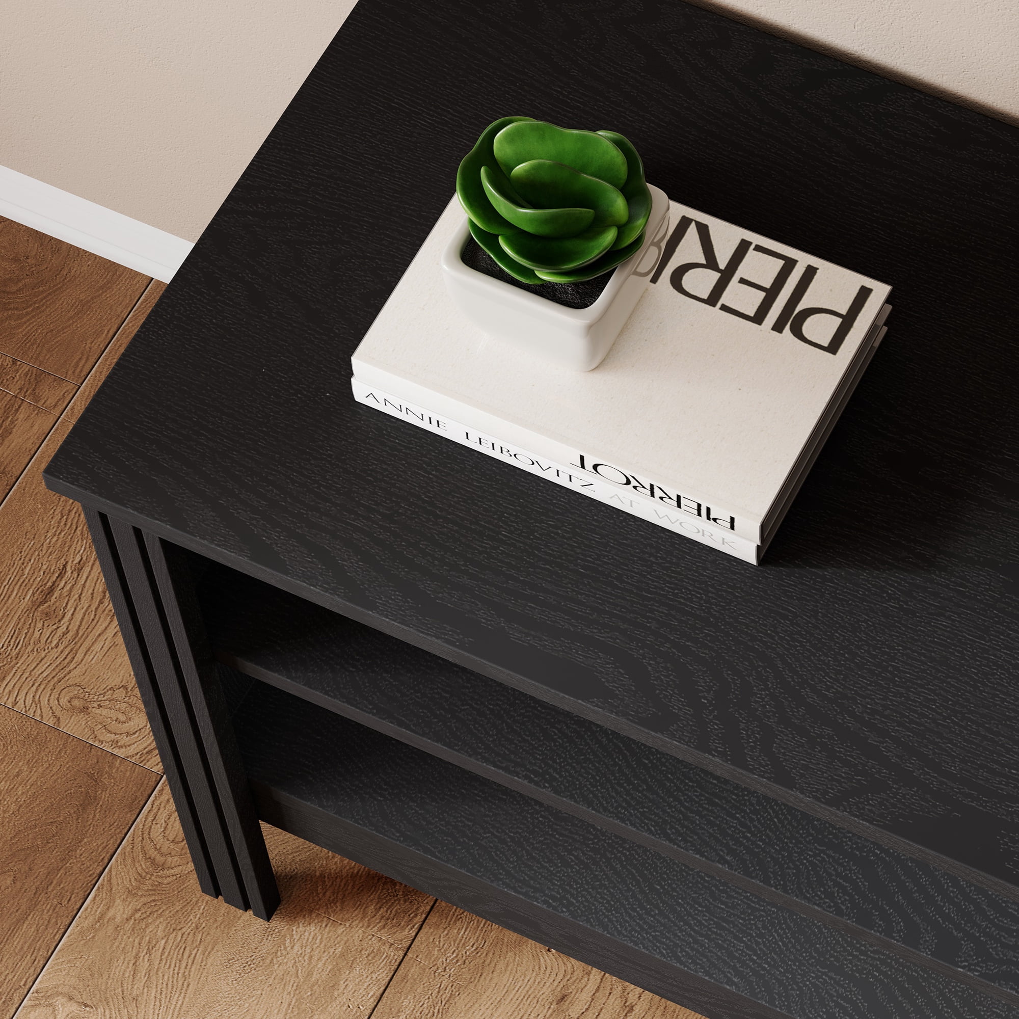 WAMPAT Black Farmhouse TV Console Table for Up to 75 Inch TV, 70” Media Stand with Large Storage