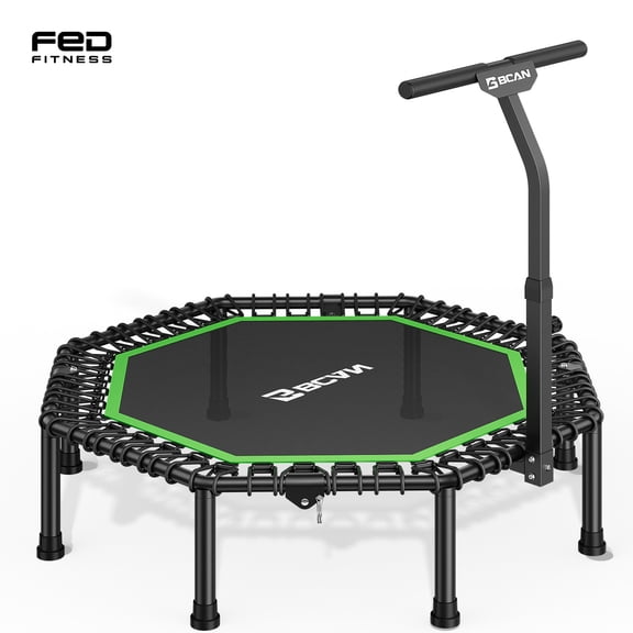 BCAN BT3 51" Octagonal Rebounder Trampoline for Adults, 450LBS Max Load Fitness Trampoline with Large Jumping Area, Silent Bungee Mini Trampoline with T-Adjustable Handle for Home Gym