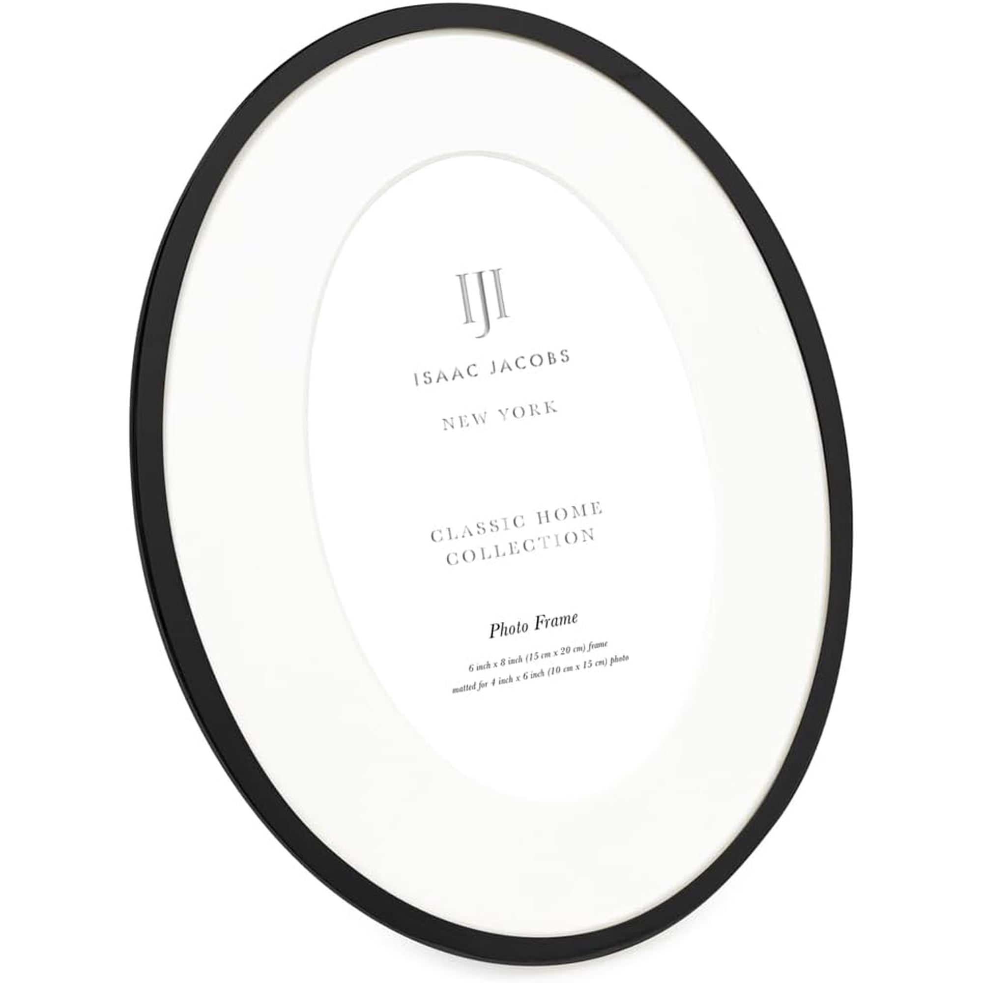 Isaac Jacobs 6x8 (Matted 3.5x5.5) Black Oval Metal Picture Frame