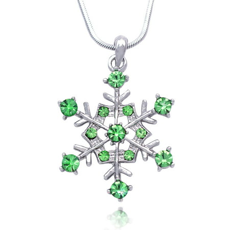cocojewelry Snowflake Pendant Necklace Bridesmaid Christmas Holiday Jewelry