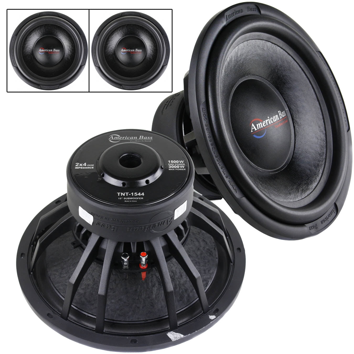 2 Pack American Bass 15" Inch 3000 W Max 800 W RMS Subwoofer Dual 4 Ohm