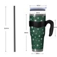 thumbnail image 4 of 40oz Tumbler,Green Christmas Snowflake Pattern Insulated Tumblers with Removable Handle,Stainless Steel Double Vacuum Coffee Tumbler Cup with Straw for Home,Office,Travel,Party, 4 of 5