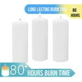 thumbnail image 4 of MaxxMarket 3 Pack Tall 3 x 8 Inch 80 Hour Long Burning Unscented White Wax Pillar Candles, 4 of 12