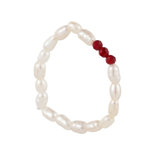 Nueva Fresh Water Natural Pearl Anillos para Mujeres Elástico Ajustable Anillos de Perlas con Oro Bead Regalos de Joyería de Moda