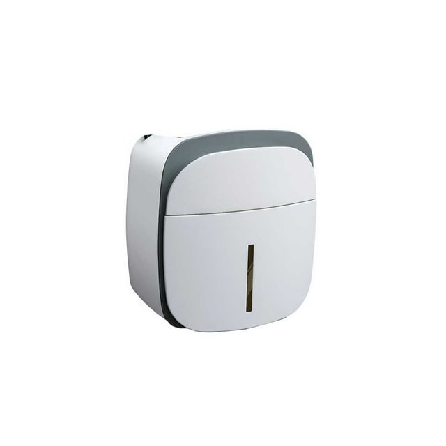 sweethay Soporte de papel montado en la pared impermeable de doble capa para el hogar, comedor, baño, cocina, baño, caja de pañuelos, estante Juegos de accesorios de baño Gris sweethay HA071880-01