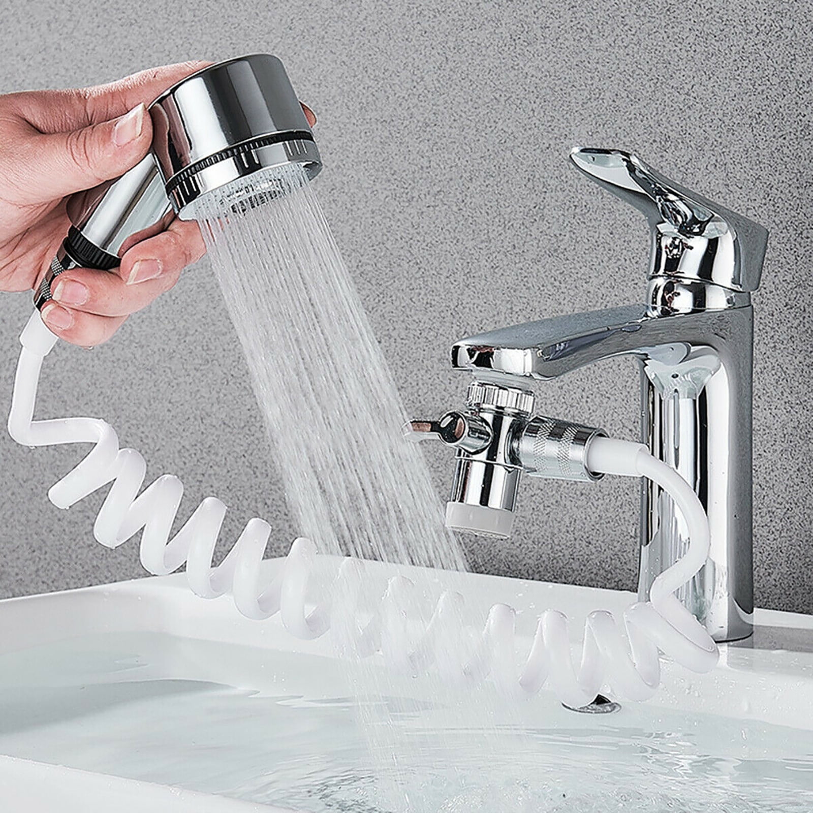 Faucets Accessories Bathroom Wash Face Basin Water Tap External Shower Head Flexible Hair Washing Pet Clean Faucet Rinser Extension Set Two Gears Adjustable Shower Water Flow 