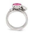 thumbnail image 5 of Sterling Silver Rhodium-plated w/Pink & White CZ and Blue Glass Ring Set QR6311, 5 of 6