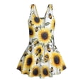 thumbnail image 3 of Xoenoiee Sunflower Bee Print Girls One Piece Swimsuits Sleeveless Swim Dress for Girls Hawaiian Skirted Bathing Suit Summer Swimwear, Size 3-4 Years, 3 of 7