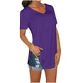 thumbnail image 1 of CEHVOM Fashion Woman V-Neck Short Sleeve Tops T-Shirt Summer Solid Loose Blouse, 1 of 5