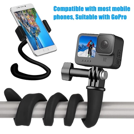 EEEkit Flexible Camera Mount Fit for Phone, GoPro Hero 4–12 & Insta360, Fits Cart, Stroller, Treadmill, Car, Bike