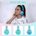 thumbnail image 4 of Link Dream Kids Bluetooth Headphones,V5.0 Wireless Over-Ear Headset with Mic, 3 Lighting Modes, 22-32H Playtime, Foldable, 3.5mm Audio Jack, for School/Students/PC/Phone/Tablet (Boys/Girls),Green, 4 of 14