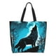 thumbnail image 1 of Fotbe Blue Full Moon Wolf Bolsa Tote Estética de Lona con Estampado para Mujer - Bolsa Reutilizable de Hombro Casual para Vacaciones, Compras, Trabajo y Gimnasio, 1 of 8