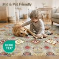 thumbnail image 4 of ODIKA 8'x10' Washable Area Rug Non-Shedding, Easy Care, Media Abstract Large Boho Tone Motif Grey Livingroom Patterned for King Size Bedroom Under Bed, Master Suite, 4 of 7