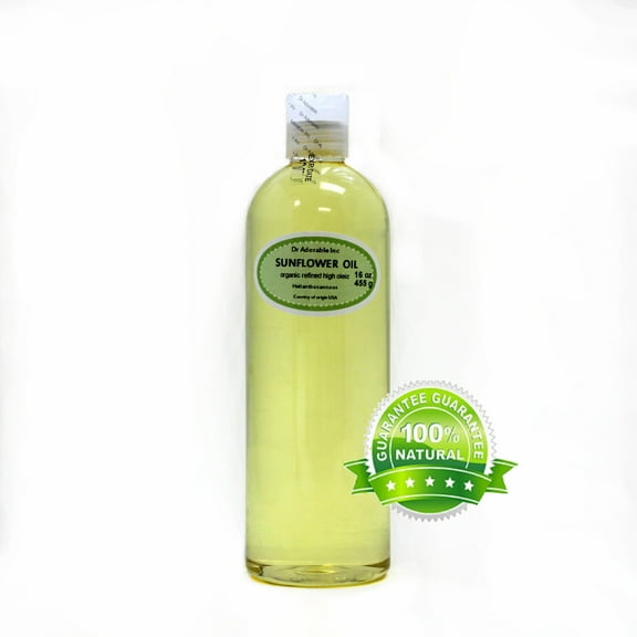 Dr Adorable - 16 oz - Sunflower Seed Oil Refined - 100% Pure Organic Cold Pressed Extra Virgin