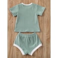 thumbnail image 2 of Styles I Love Unisex Baby Kintted Short Sleeve T-shirt and Shorts 2pcs Cotton Outfit (Green, 110/2-3 Years), 2 of 2