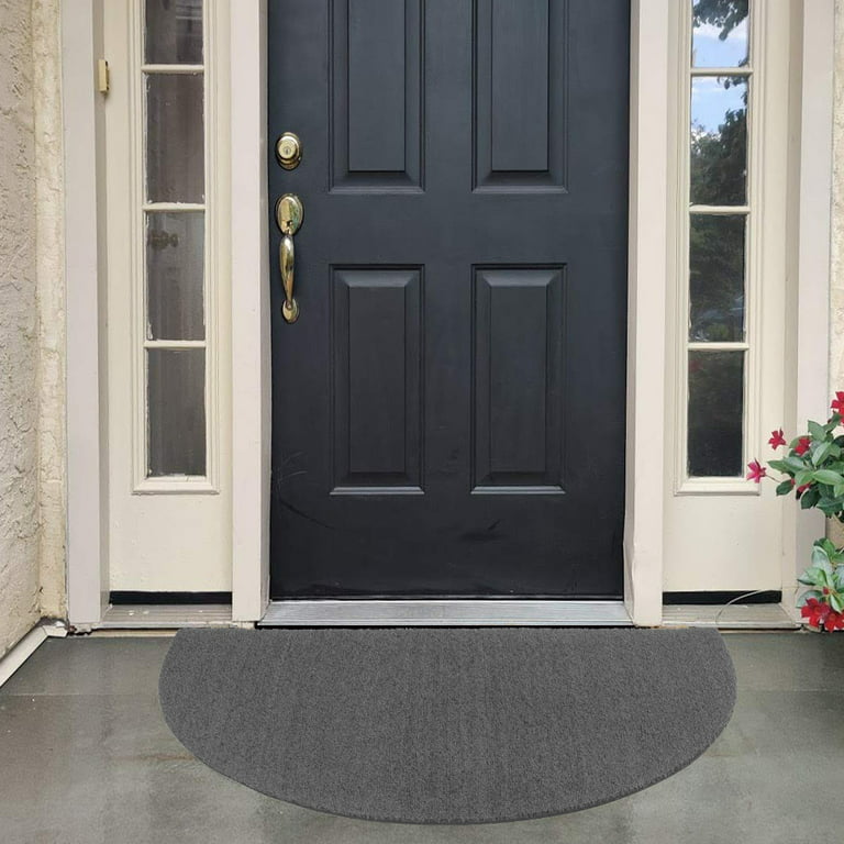 Sanmadrola Rubber Outdoor Doormat Heavy Duty Half Round with Non Slip  Rubber Backing Low Profile Indoor Welcome Entrance Way Door Mats 20''x 31