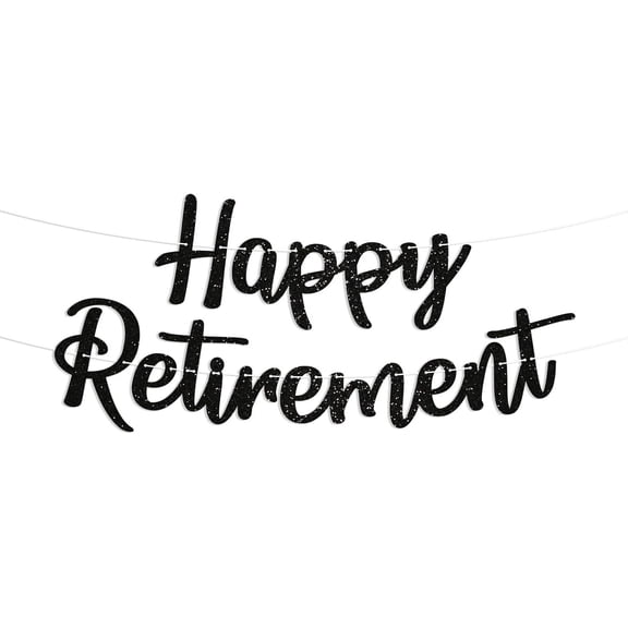 Happy Retirement Banner, Black Glitter Retirement Decorations, Retired AF, Going Away Farewell Party Supplies