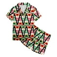 thumbnail image 3 of Christmas Pajamas Kids Cartoon Girls Silk Pajamas Short Sleeve Button-Down Top Shorts Set Kids Boys Size 4T Pajamas, 3 of 3
