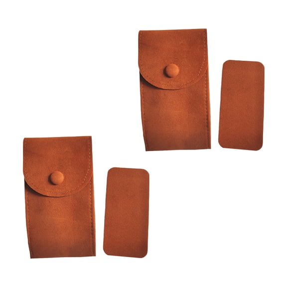 LOLIPPYY 2Pcs Simple Coffee Color Flannel Watch Pouch Convenient Travel Storage Bag