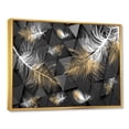 thumbnail image 3 of Designart 'Gold and White Feathers On Triangular' Modern Framed Canvas Wall Art Print, 3 of 5