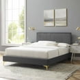 thumbnail image 2 of Platform Bed Frame, Full Size, Velvet, Dark Grey Gray, Modern Contemporary Urban Design, Bedroom Master Guest Suite, 2 of 10