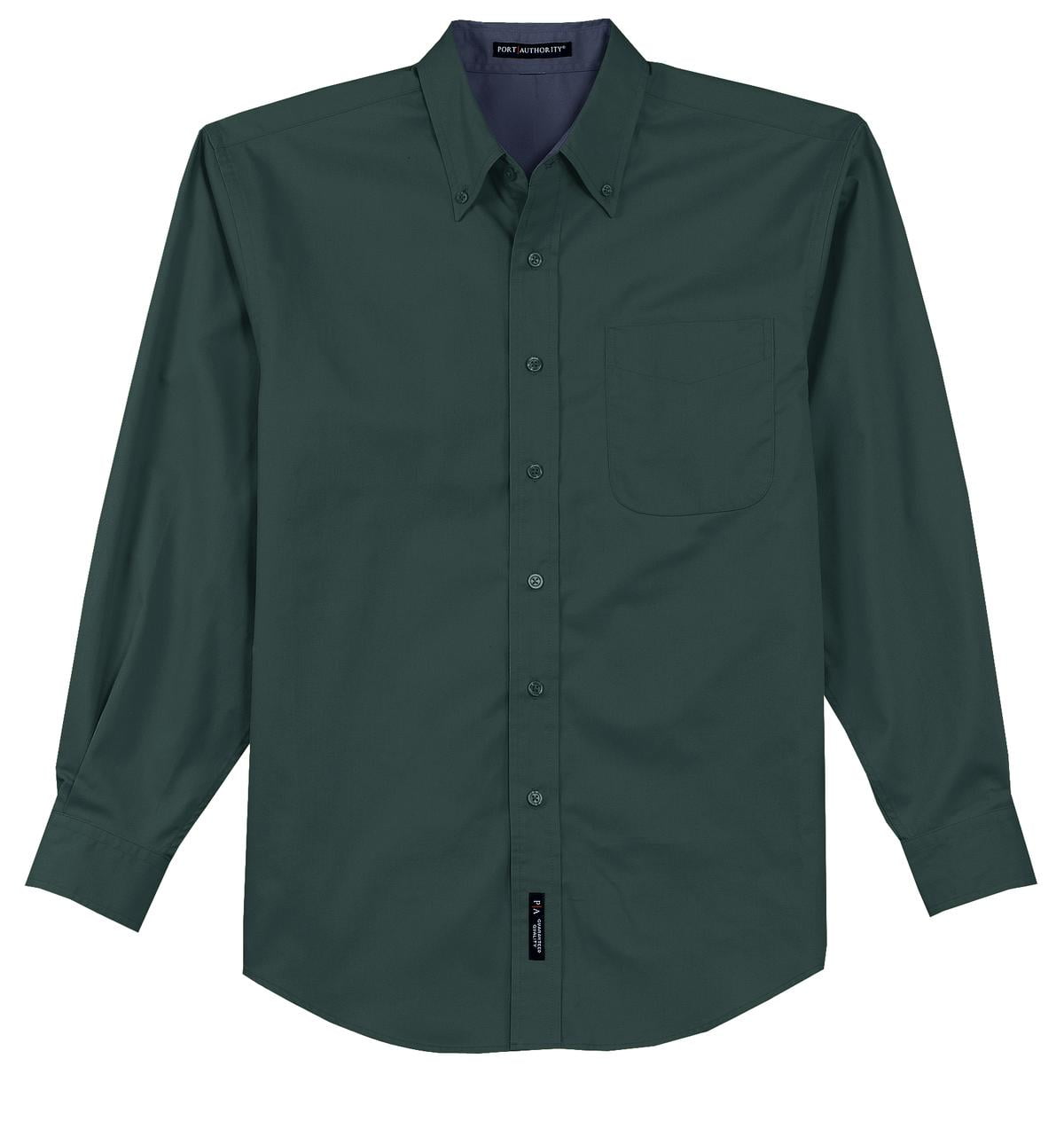 Port Authority Long Sleeve Easy Care Shirt-4XL (Dark Green/Navy 
