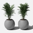 thumbnail image 3 of Veradek Strata Series Sphere Plastic-Stone Round Planter - Gray, 2 Pack, 3 of 9