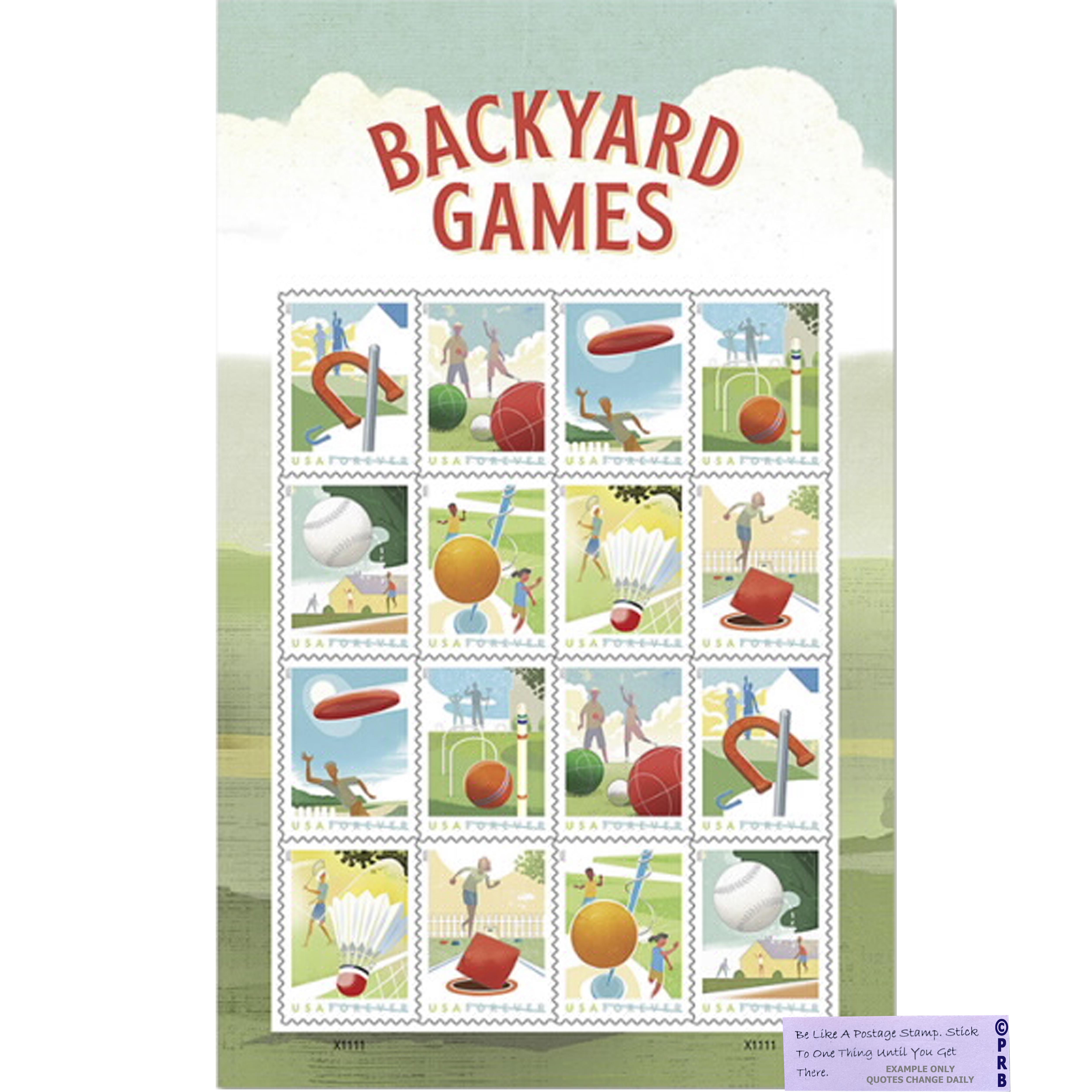 Backyard Games USPS Forever Postage Stamp 1 Sheet of 16 US First Class