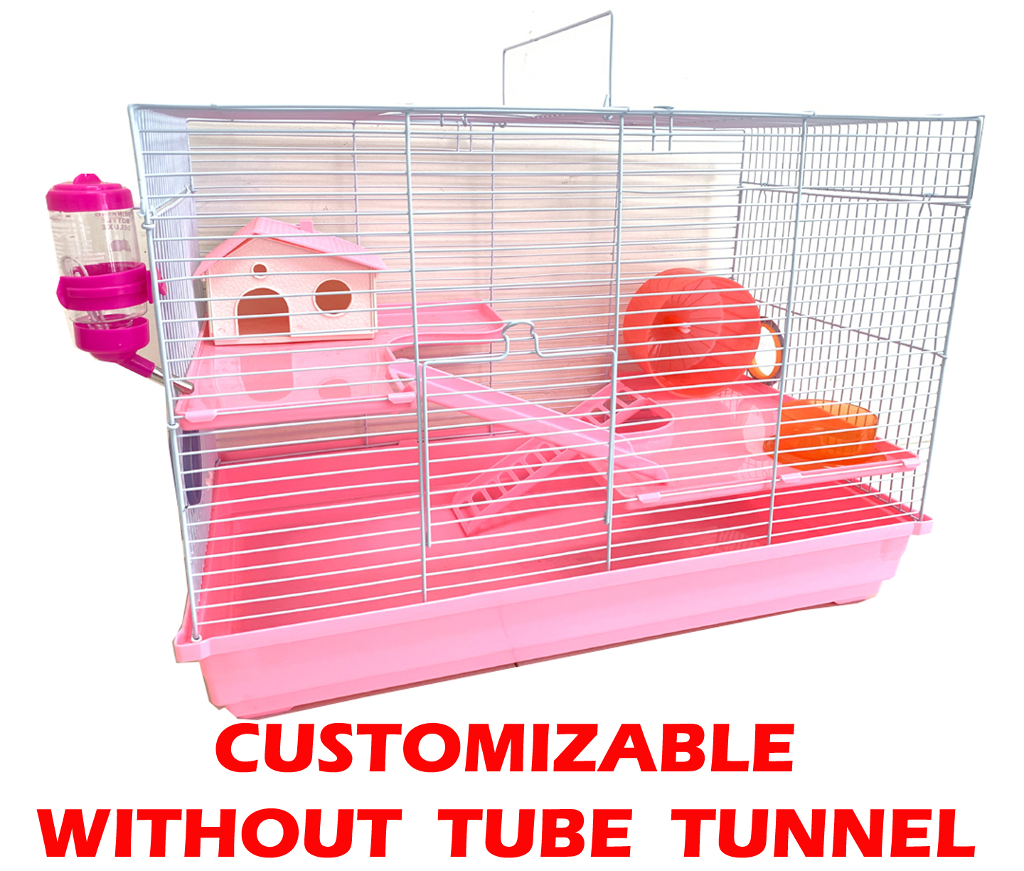 Pink Large 3-Story Hamster Habitat House Critters Expandable and Customizable Cage Gerbil Mouse Mice Complete Set of Accessories Crossover Tube Tunnel