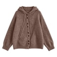 thumbnail image 5 of Vynhevius Women's Hooded Cardigan Sweater Solid Knit Button Down Loose Fit Soft Casual Daily Wear Tops, 5 of 5