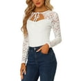 thumbnail image 4 of INSPIRE CHIC Women's Choker Neck Long Sleeves Gothic Floral Lace Top, 4 of 6