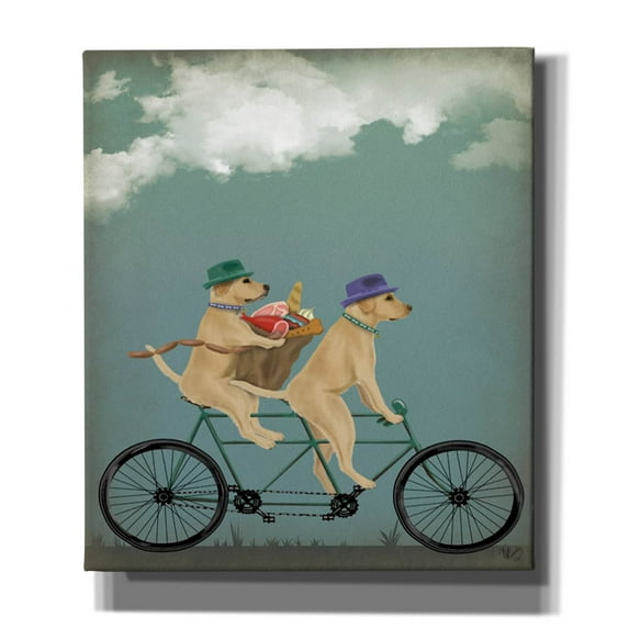 Epic Graffiti 'Yellow Labrador Tandem,' by Fab Funky, Canvas Wall Art, 26"x30"