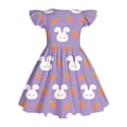 thumbnail image 7 of SGFCWSX Girls Party Dress Bunny Print Ruffle Short Sleeve Twirl Dress for Casual Daily Wear Purple Size 12-13 Years, 7 of 7