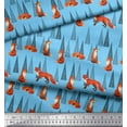 thumbnail image 3 of Soimoi Blue polyester Crepe Fabric Artistic Tree & Wolf Animal Print Fabric by the Yard 52 Inch Wide, 3 of 3