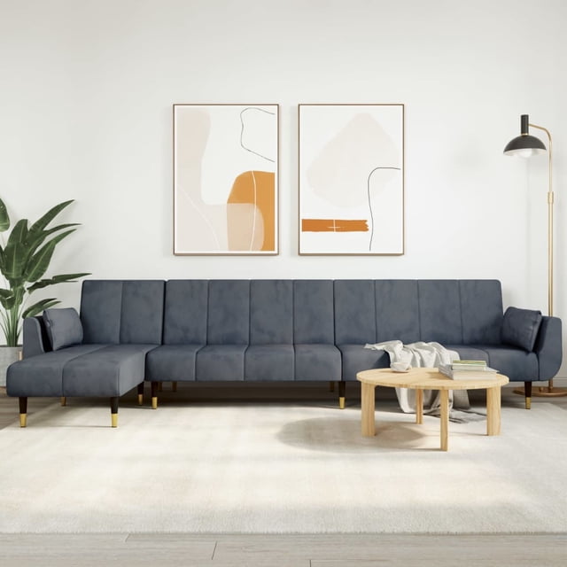 vidaXL Canapé-Lit en Forme de L Gris Foncé 275x140x70 cm Velours