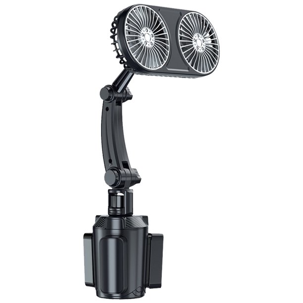 Ventilador 12V/24V 2 en 1 Aire Refrigeración 3 Velocidades Con Portavasos para Coche Vehículo SUV