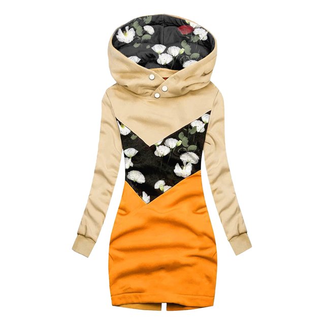 Gibobby Sudadera de Manga Larga Mody Women's Splicing Imprimed Sweatshirt Hoodie Casual Slim Jacket Blouse Top (Anaranjado, XL)