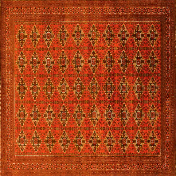 Ahgly Company Indoor Square Oriental Yellow Industrial Area Rugs, 6' Square