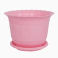 thumbnail image 1 of Maceta de plástico con patrón floral para jardín en casa, cactus, aloe, color rosa con bandeja, 1 of 7