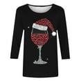 thumbnail image 3 of Hvot&aat Ladies' Christmas Printed Loose Casual Round Neck With Three Quarter Sleeves And 3/4 Sleeves T-shirt Pullover Top, 3 of 3