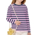 thumbnail image 4 of fatyb Kids Striped Long Sleeve Shirts for Boys Girls Color Block Casual Tops Lightweight Crew Neck Tees, 4 of 7
