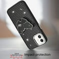 thumbnail image 3 of For iPhone 11 (XI6.1) Butterfly Moveable Grip Stand With Small Diamonds Meta Buttons HQ Hybrid - Black, 3 of 3