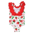 thumbnail image 4 of Twczz Toddler Girls One-Piece Swimsuits- Full Coverage 3D Flowers Cute Backless Kids Bathing Suit Red Size 3 T, 4 of 8