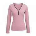 thumbnail image 3 of Xmarks Womens Ribbed Tops Crew Neck Casual Blouses Long Sleeve Shirts Half Zip-up Tunic, 3 of 11