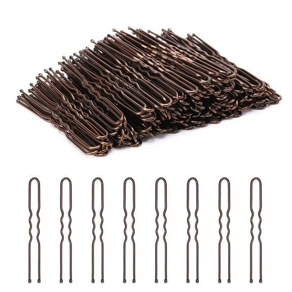 RUseeN 200PCS Bobby Pins Brown U Shaped Hair Pins for Buns Women Lady Girls French Historical Hair Styling Pins, 2.4IN