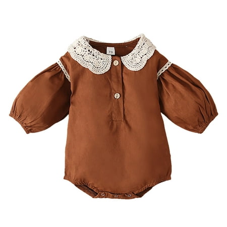 

New Born Clothes Baby Boy Newborn Boy Sleepers Infant Sleepers Crawling suit baby solid color Brown 100