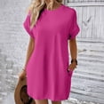 thumbnail image 2 of Charmgo Summer Dresses for Women 2024, Women's Solid Color Round Neck Bat Short Sleeve Hidden Pockets Loose Casual Dress Prom Dresses 2024 Sundress, Wedding Guest Dresses for Women Hot Pink XXL, 2 of 9